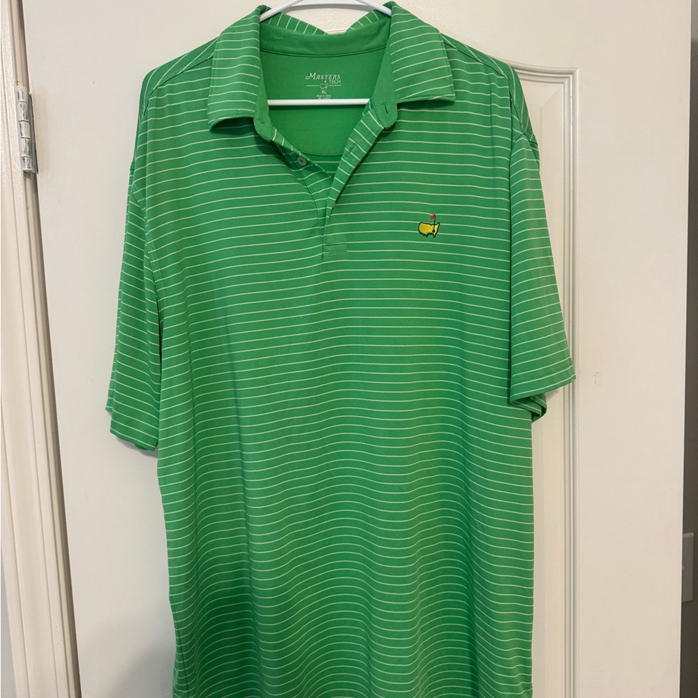 Masters Tech Green Polo with White Stripes